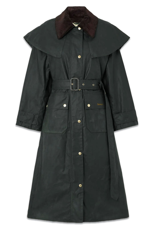 Fellbak Cape-effect Coated Cotton Belted Coat