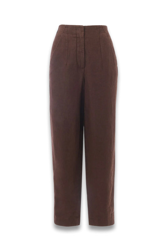 Brown Linen Barrel Trouser