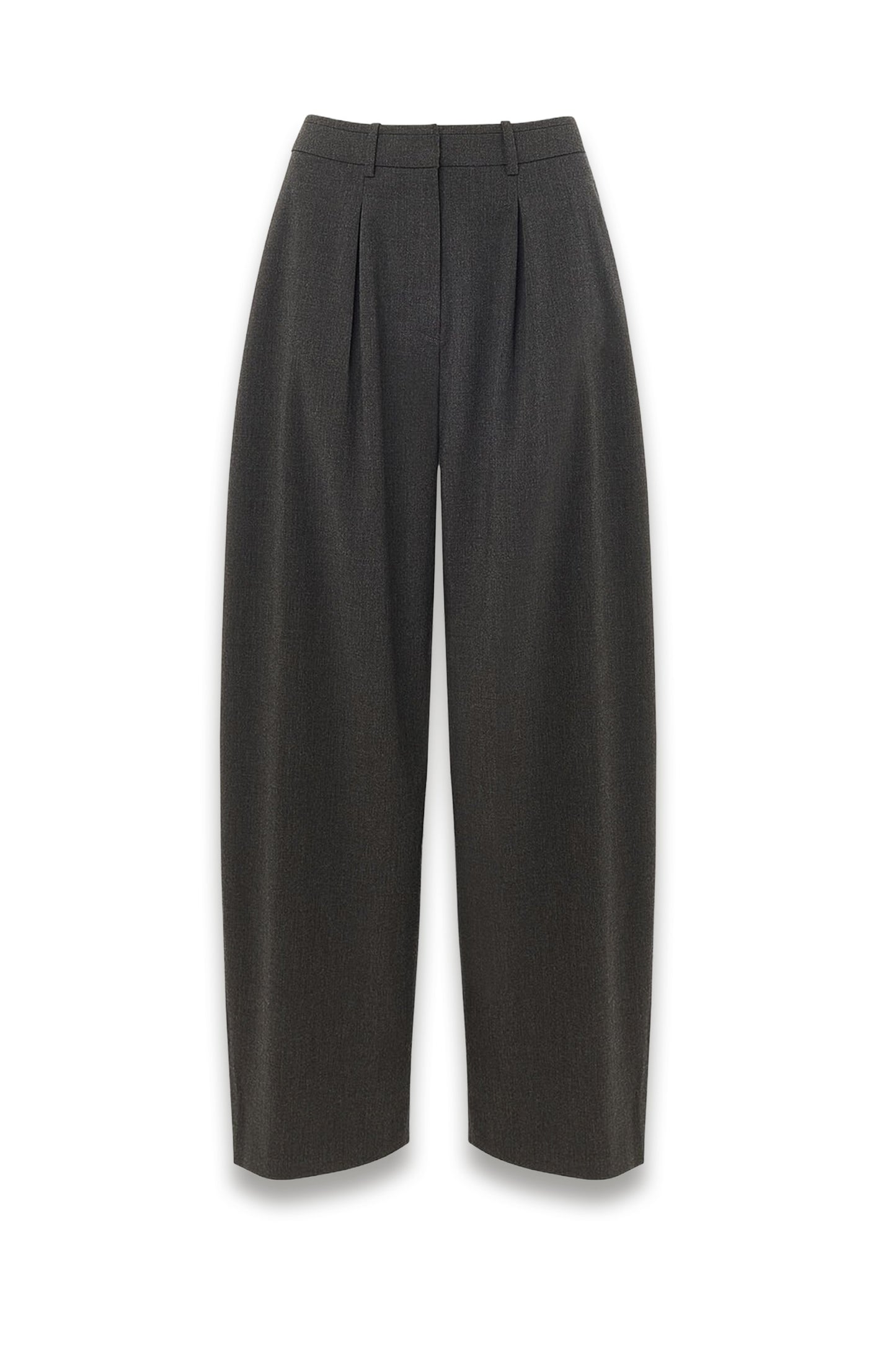 Dark Grey Wool Blend Barrel Trouser