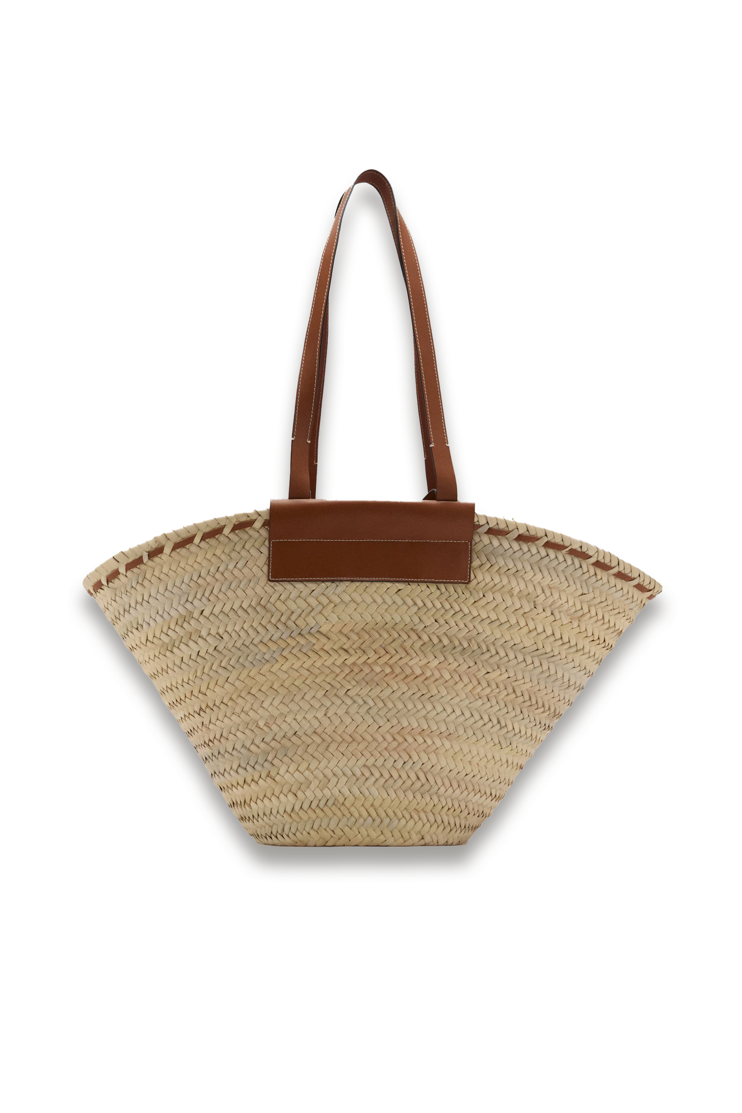 Large Natural Fibre Basket with Leather Handle