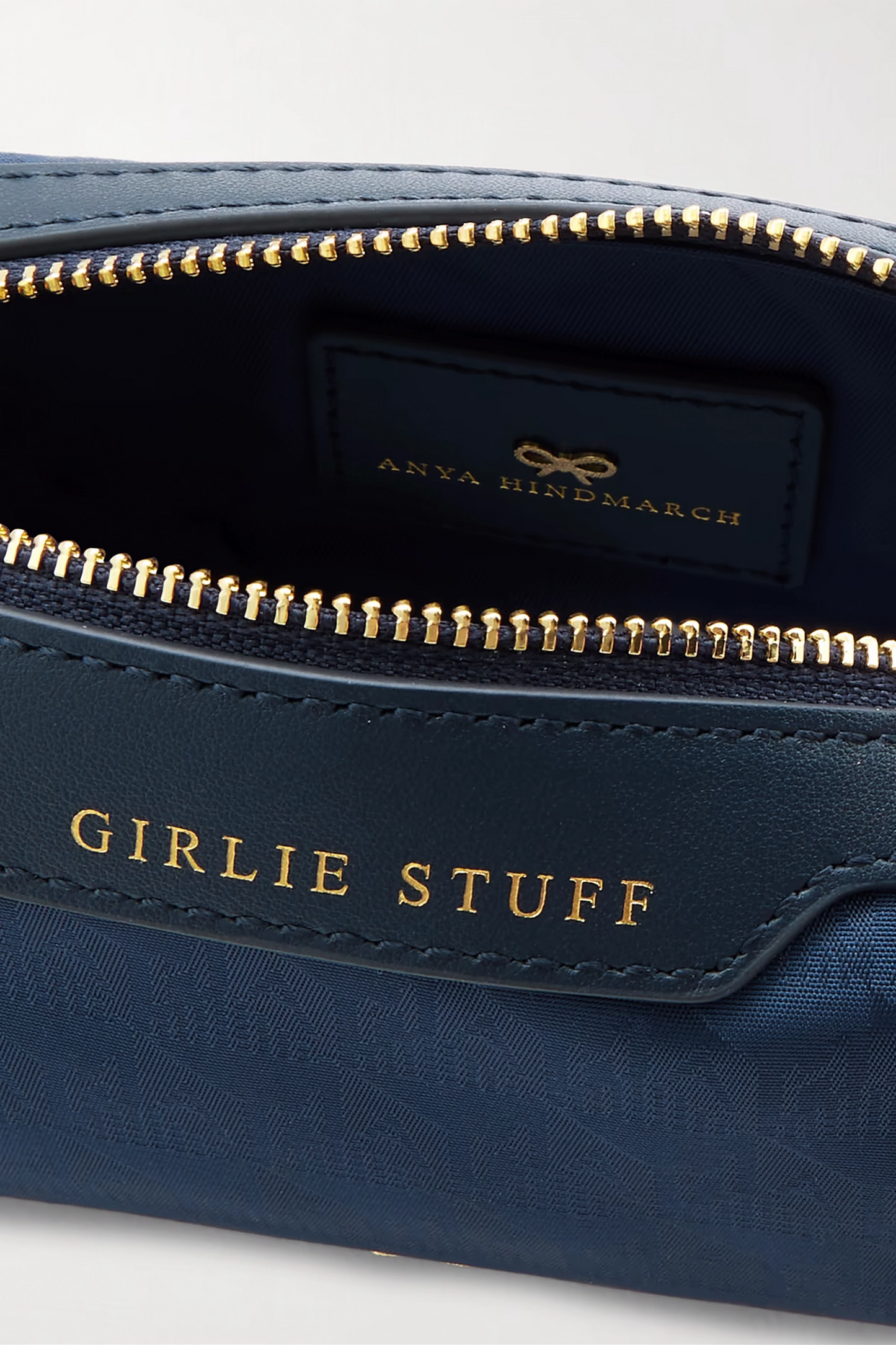 Girlie Stuff Leather-Trimmed Jacquard Pouch