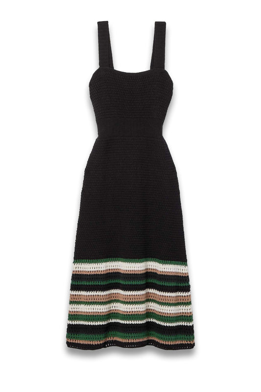 JASON WU Striped Crocheted Cotton Midi Dress