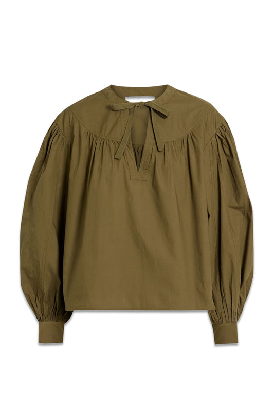 Gathered Cotton-poplin Top