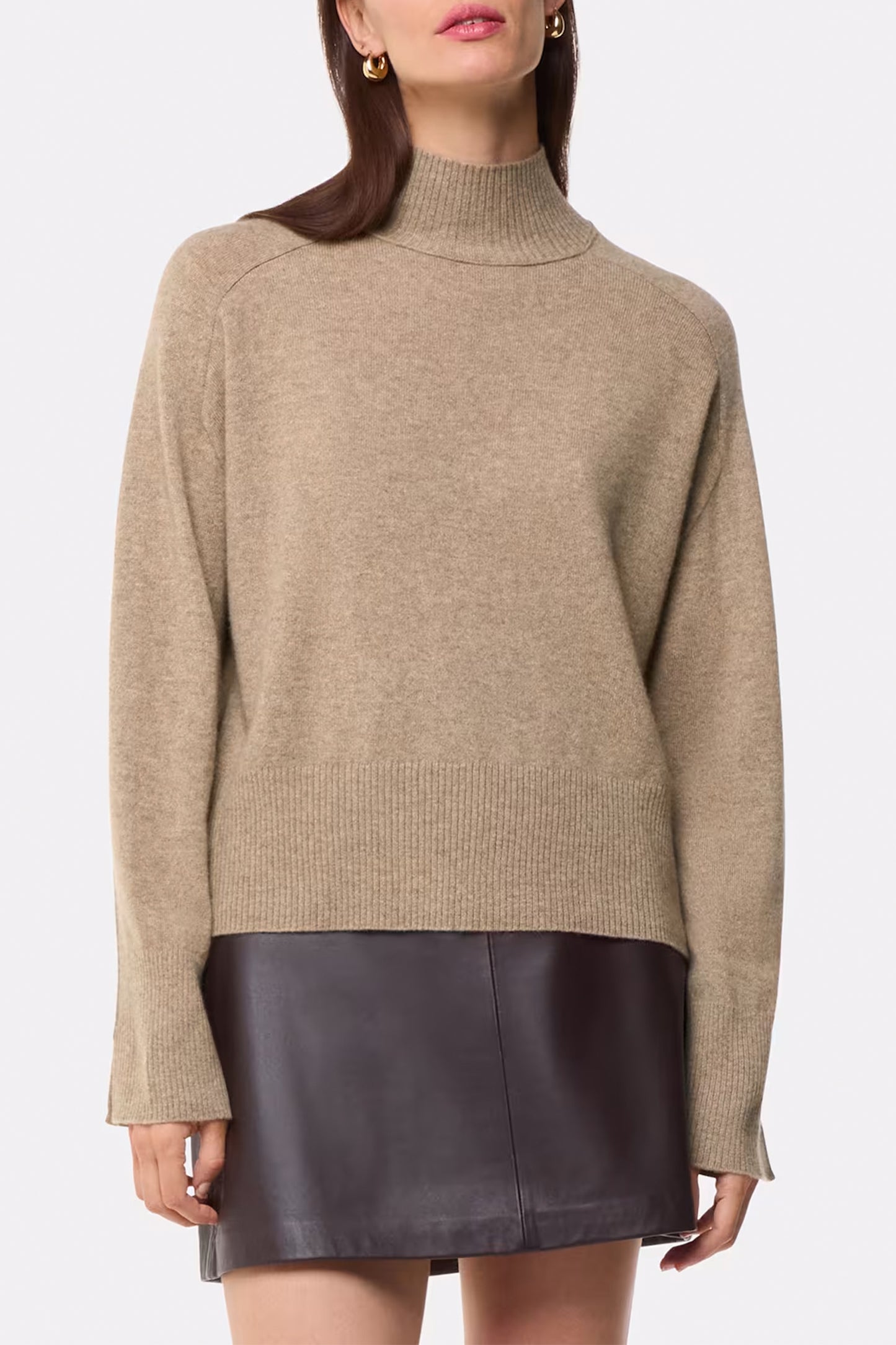 Oatmeal Cashmere Funnel Neck