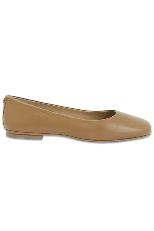 Harriet Leather Ballerina Pumps, Tan