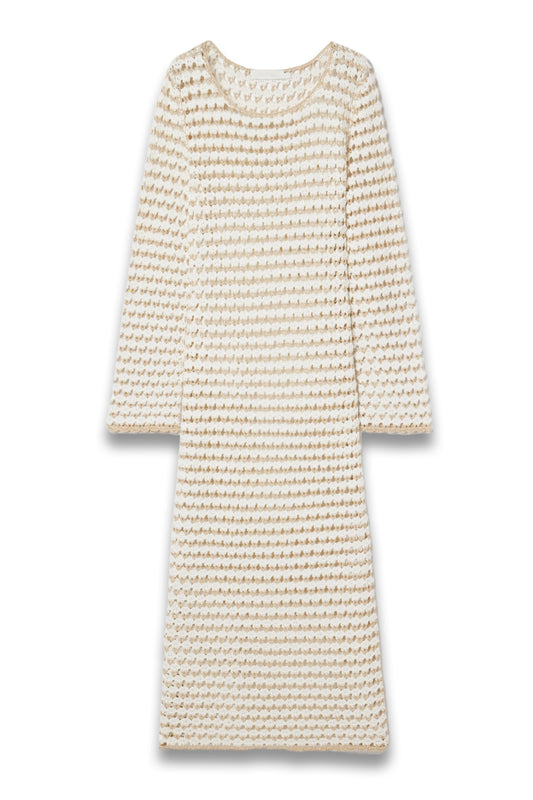 Knitted dress with long sleeves on a white background