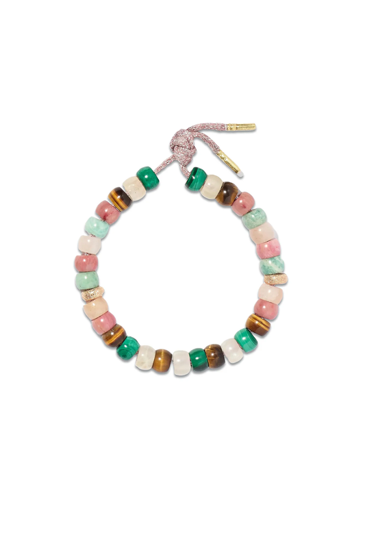 + Agua by Agua Bendita FORTE Beads 18-karat rose and yellow gold, Lurex and multi-stone bracelet