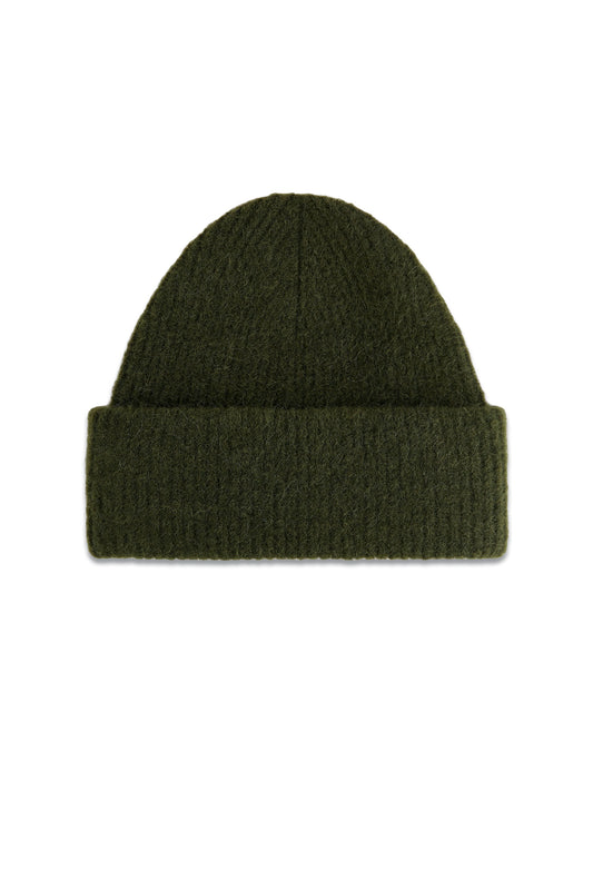 Double-Fold Alpaca Merino Beanie Dark Green