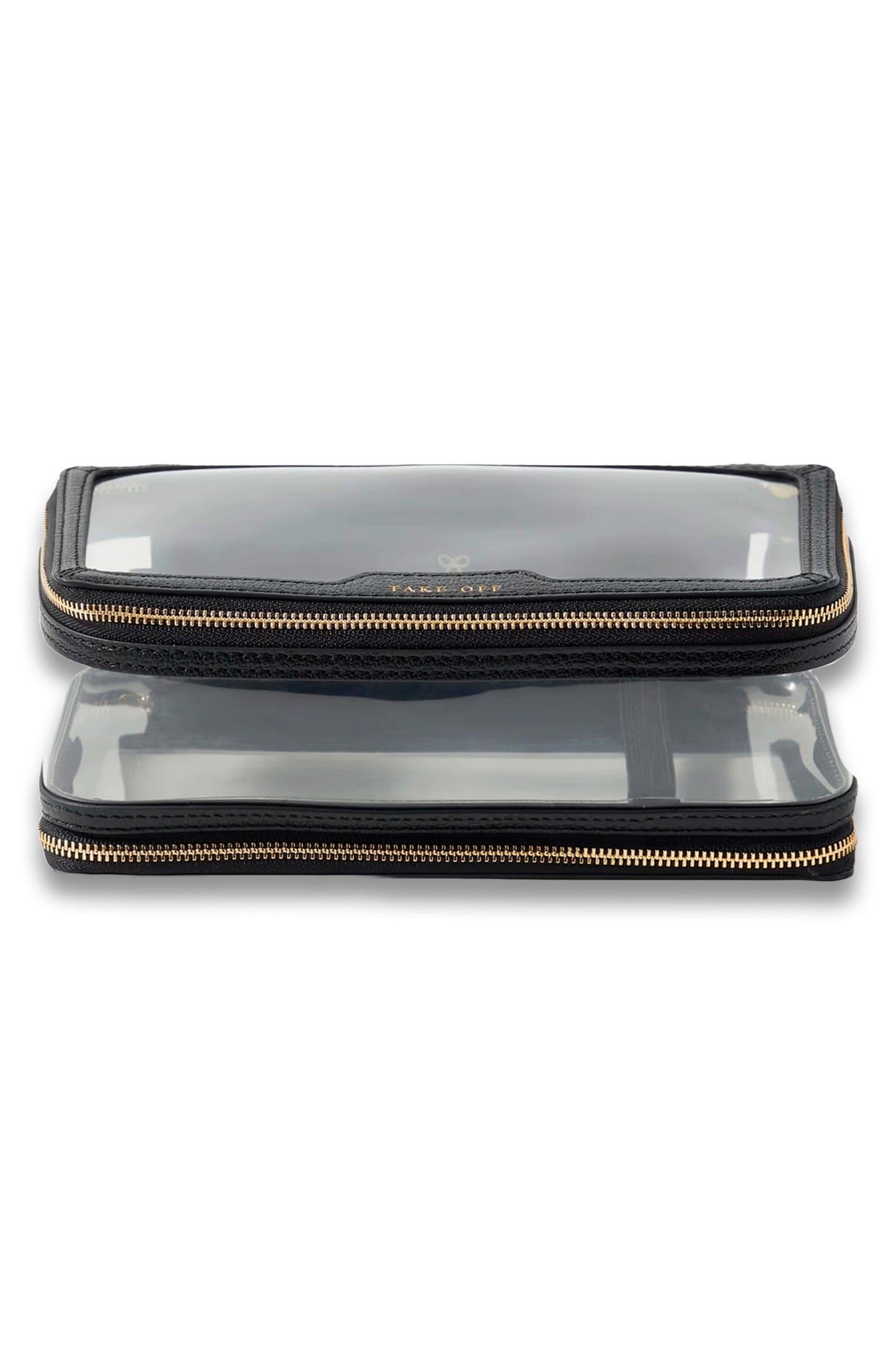 In-Flight Leather-Trimmed Clear PVC Cosmetics Case