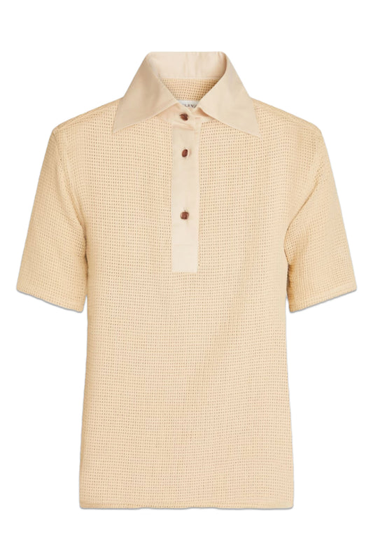 Daphne Open-Knit Cotton Polo Shirt