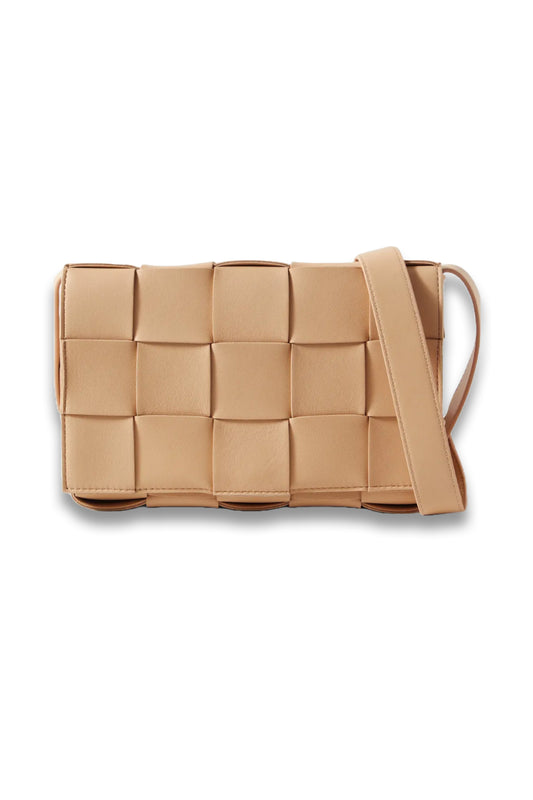 Cassette Medium Intrecciato Leather Shoulder Bag