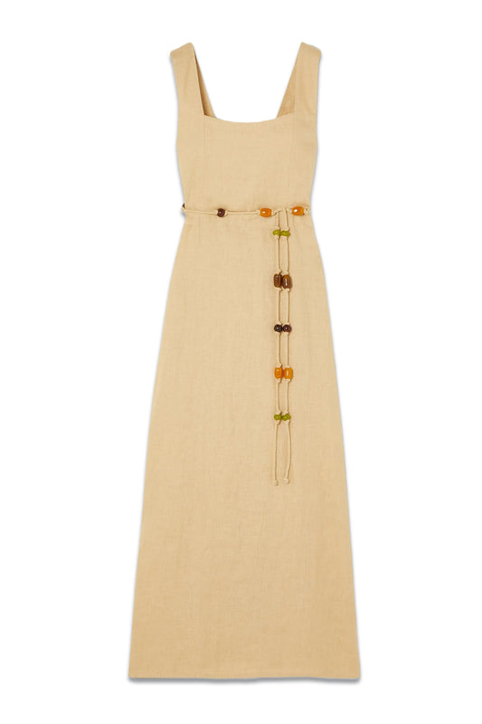 + NET SUSTAIN + Monikh Azalea Belted Linen Maxi Dress