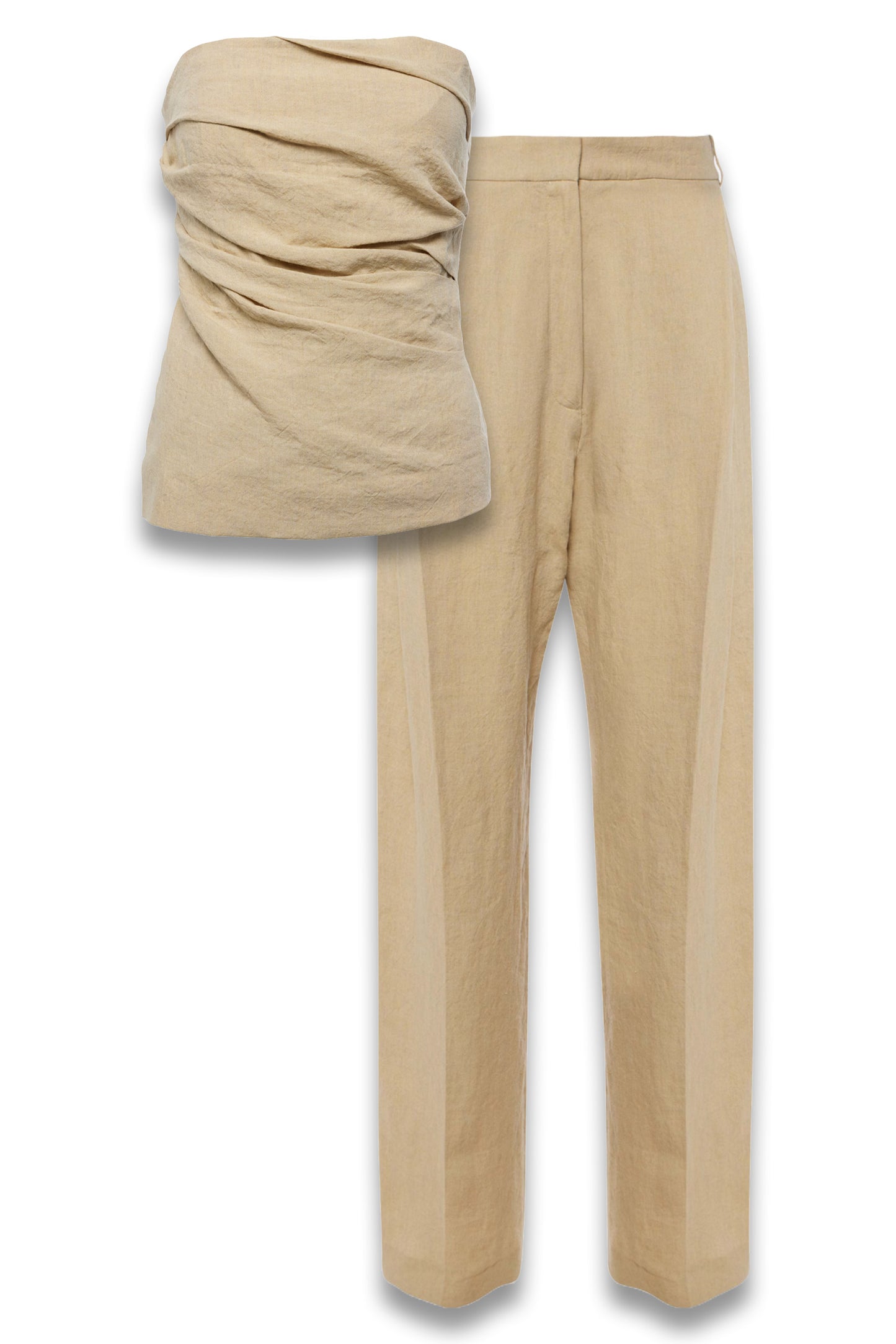 Izel Strapless Linen Top and Gabrielle High-rise Linen Wide-leg Pants
