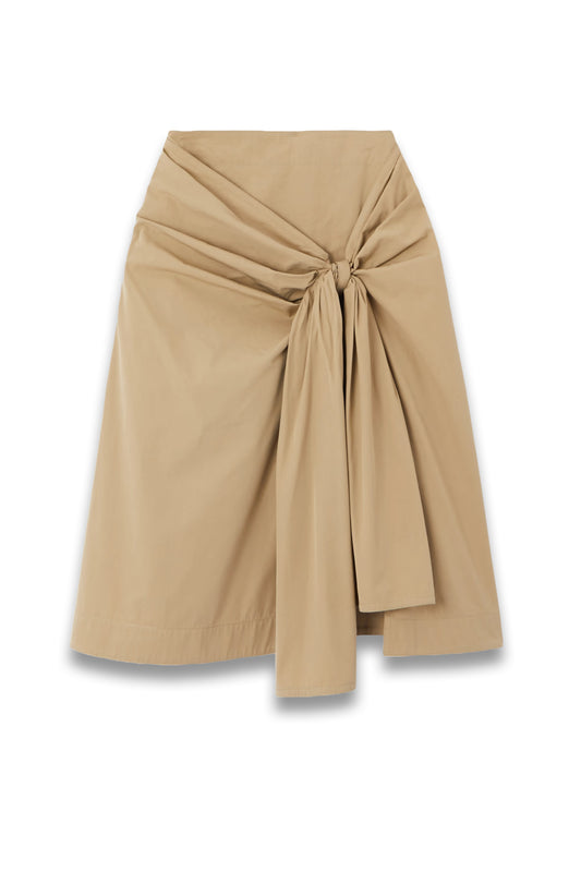 Knotted Cotton-blend Midi Skirt
