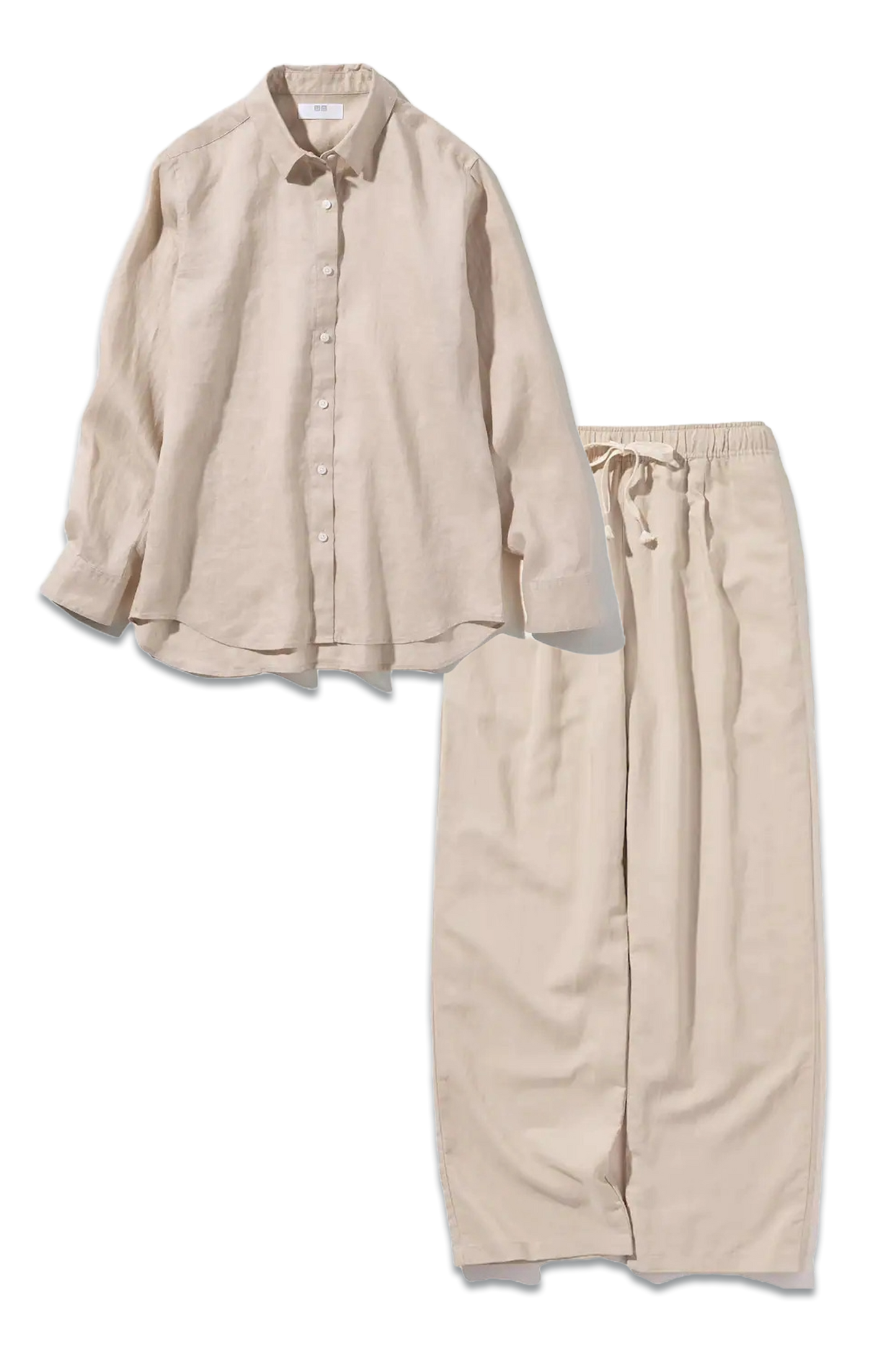 Linen Shirt & Trousers, Beige