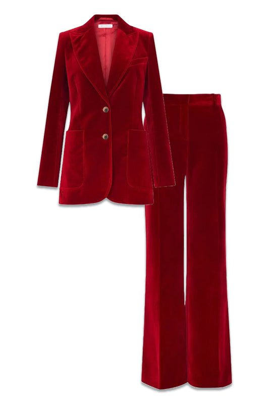 St James Velvet Jacket & 1976 Red Velvet Flared Trousers