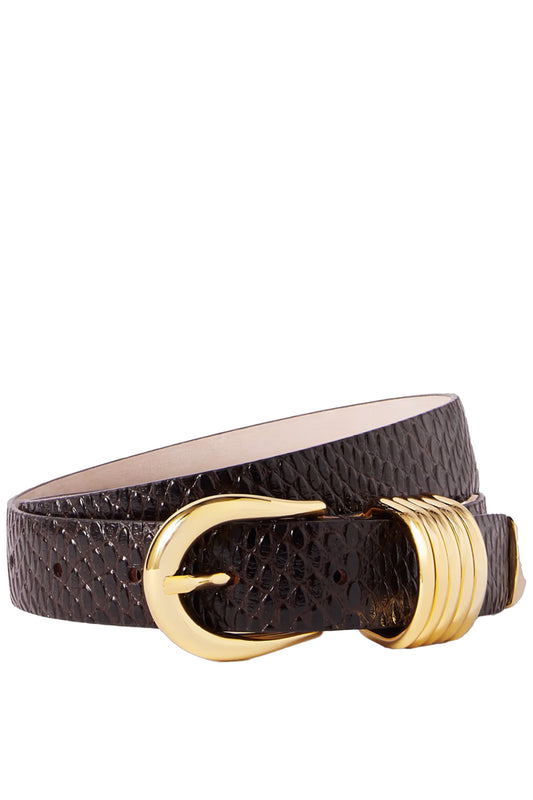Hollyhock Viper Snake-Effect Leather Belt
