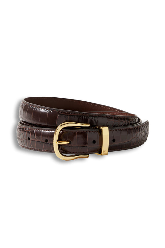 Louise Croc-effect Leather Belt