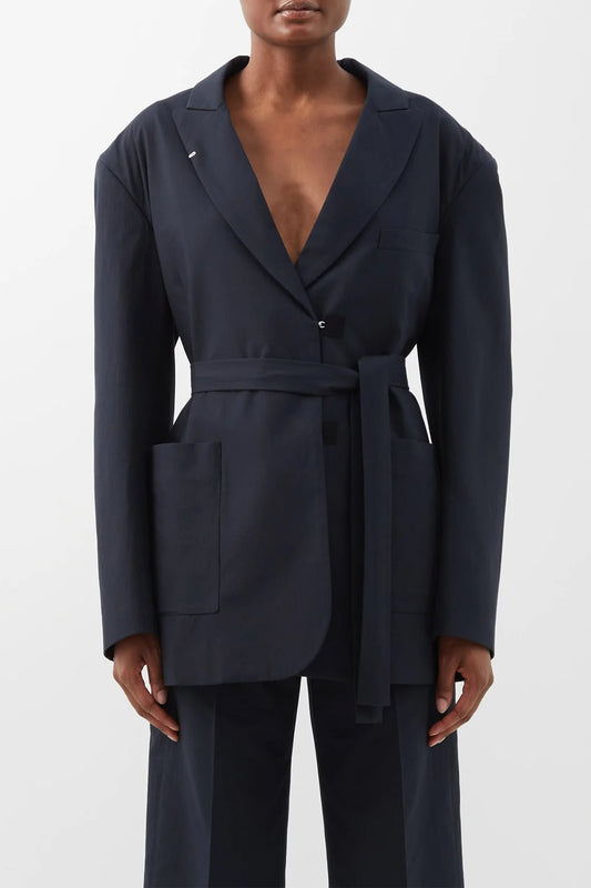 Slash-back Cotton Belted Jacket