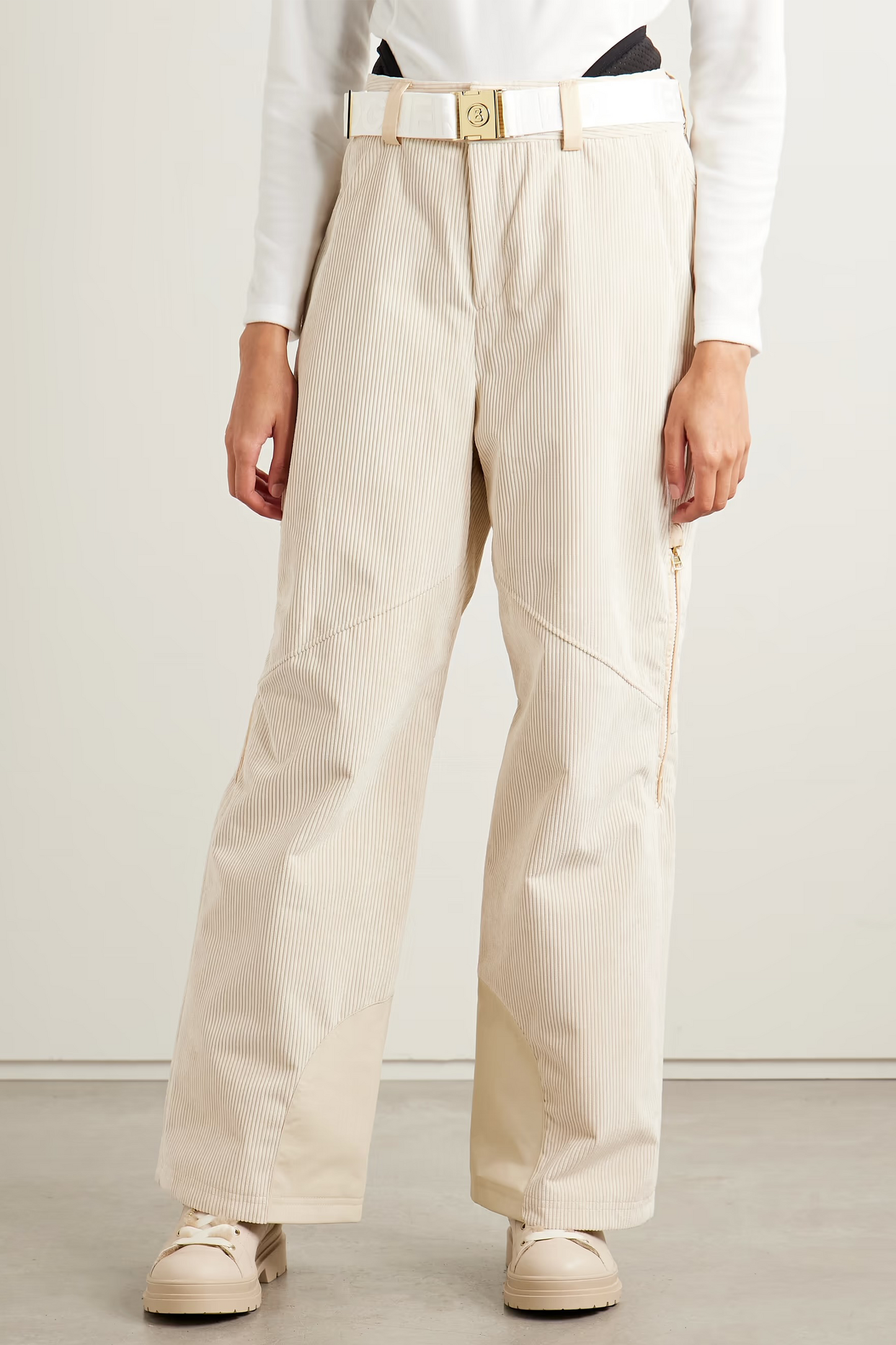 Belted Panelled Corduroy, Twill and Canvas Ski Pants