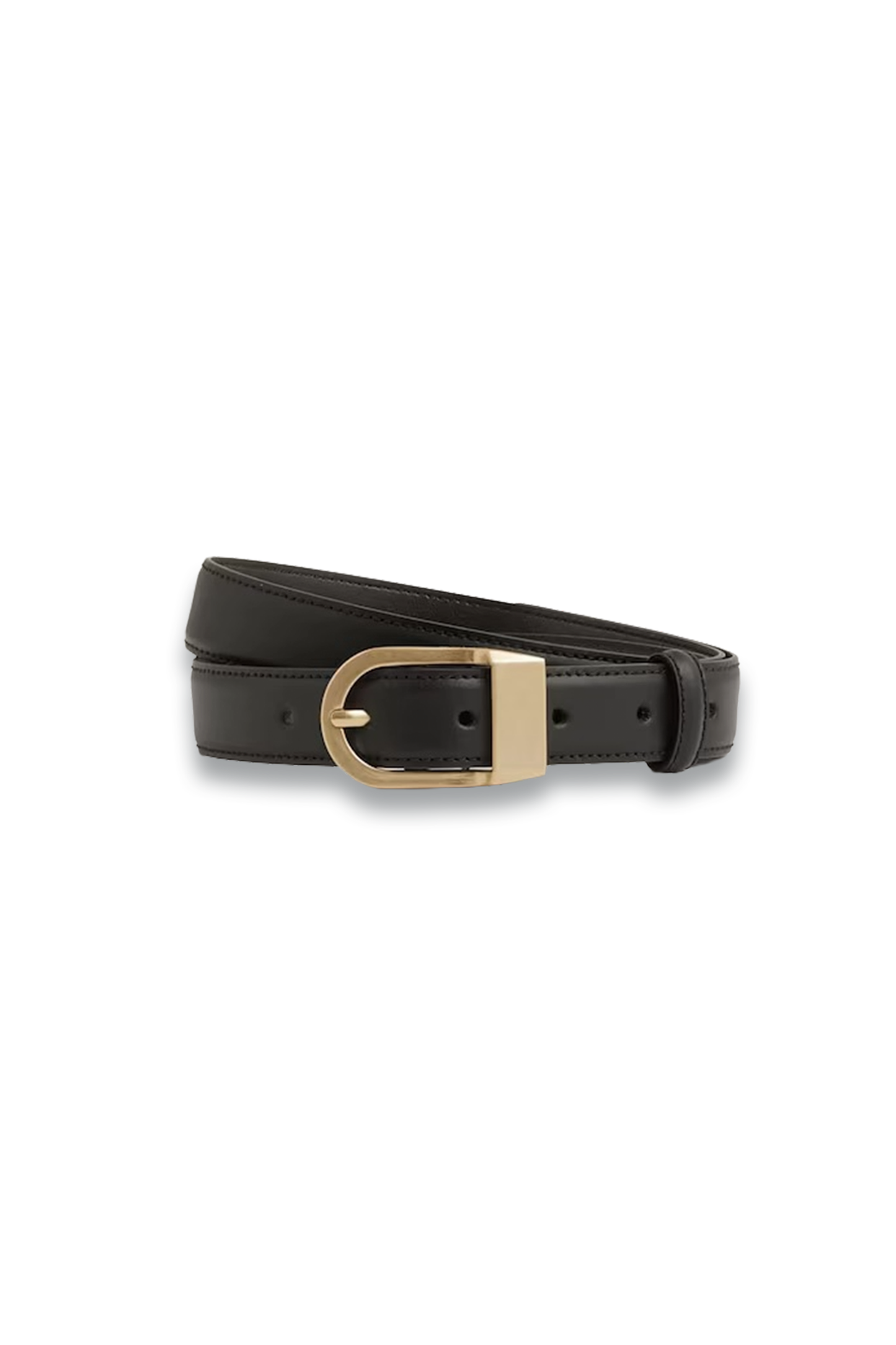Hazel Leather Curved-Buckle Belt In Black