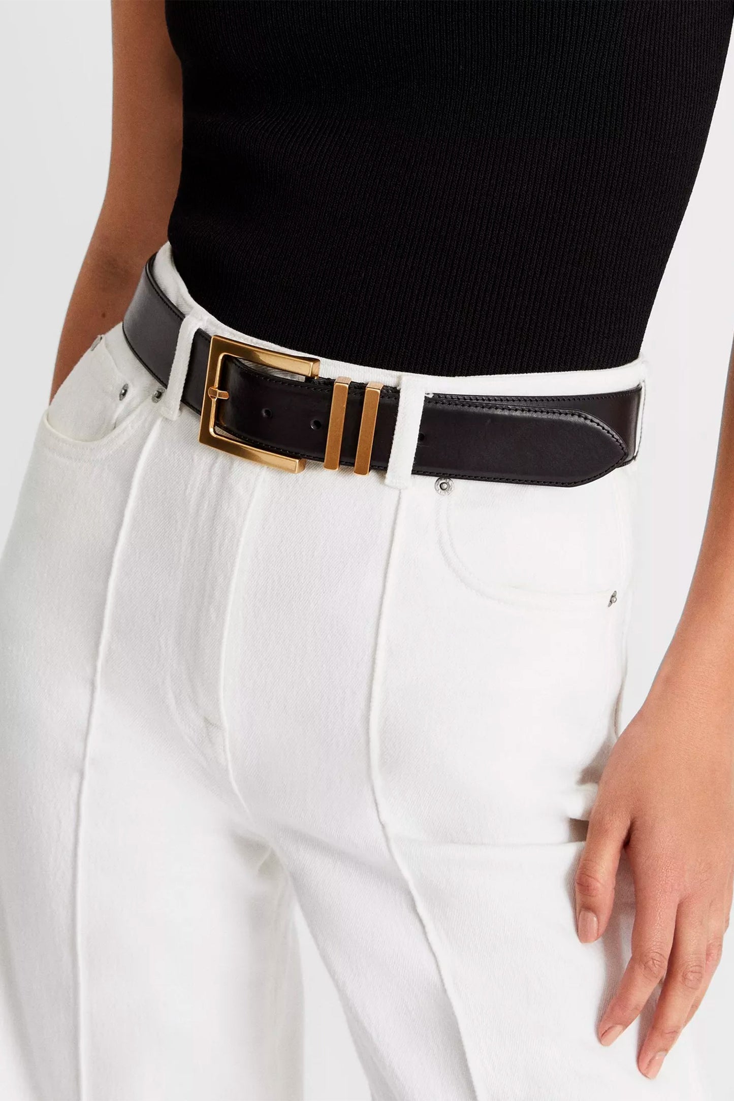 Brompton Leather Jeans Belt, Black