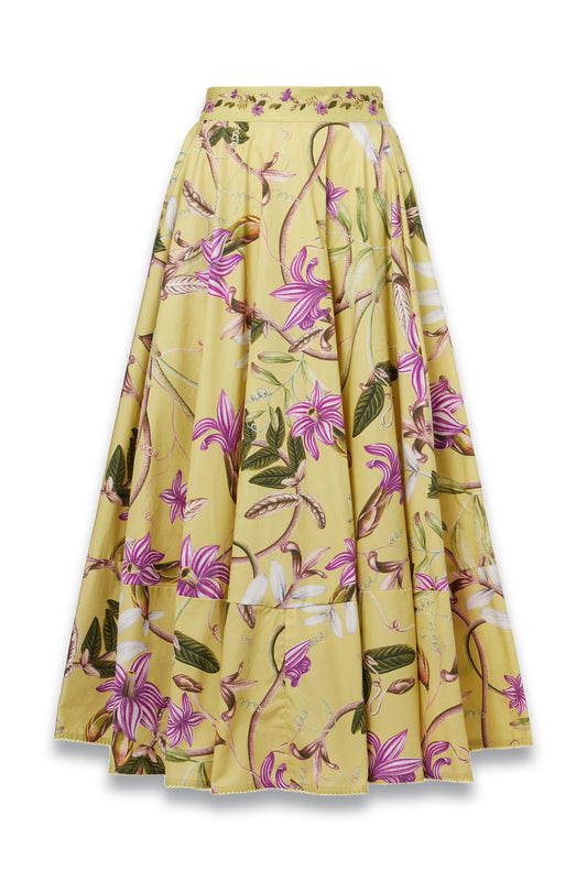 Bergamota Floral Cotton Maxi Skirt
