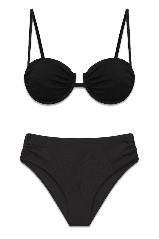 Ares Fella High Rise Ruched Bikini Bottoms