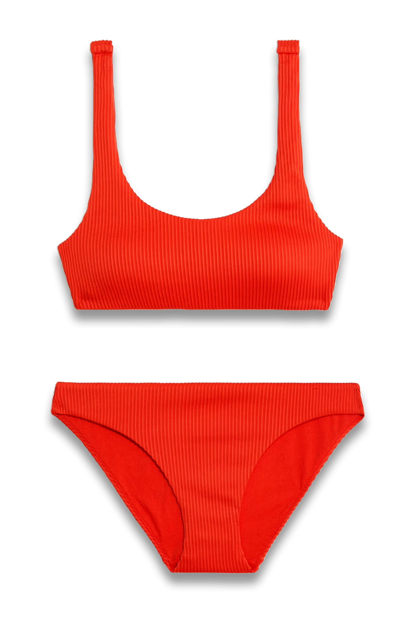 Ribbed Padded Scoop Neck Bikini Top and High Leg Bottoms