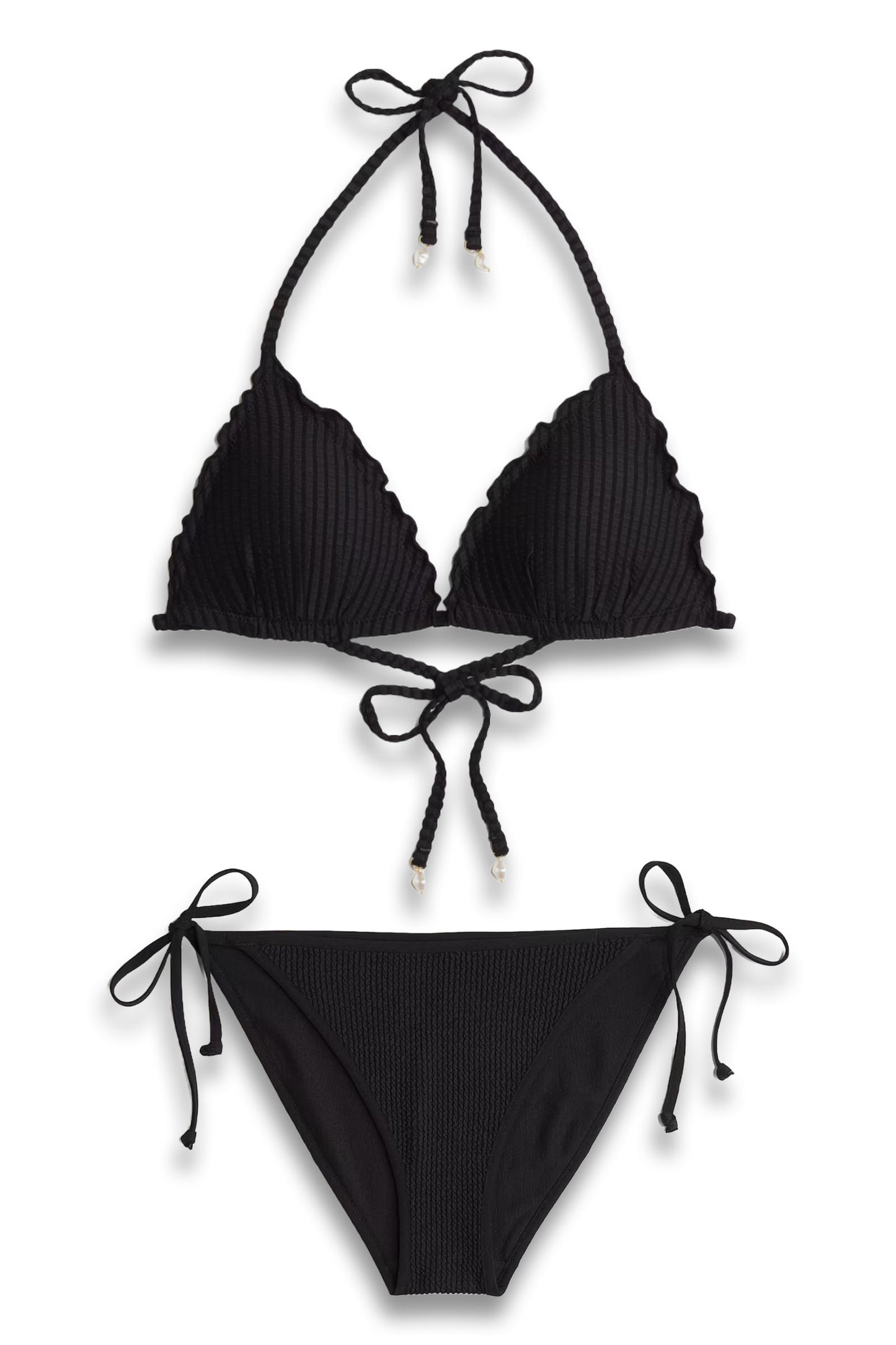 Push-up Triangle Bikini Top and Tie Tanga Bikini Bottoms