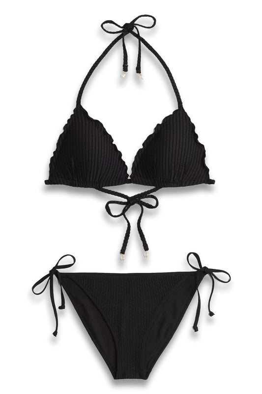 Push-up Triangle Bikini Top and Tie Tanga Bikini Bottoms