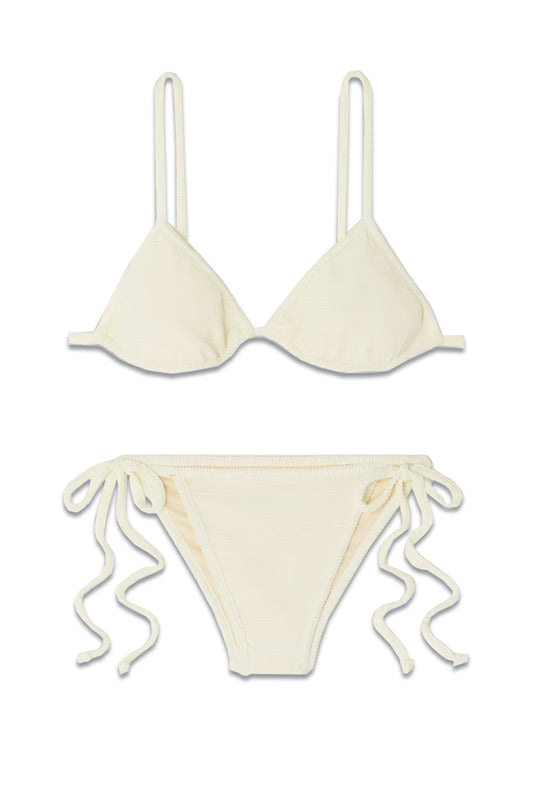 Jaqueline Stretch-seersucker Triangle Bikini Top + Low-rise Bikini Briefs