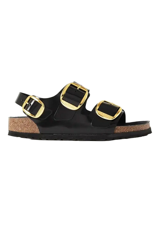 Milano glossed-leather slingback sandals