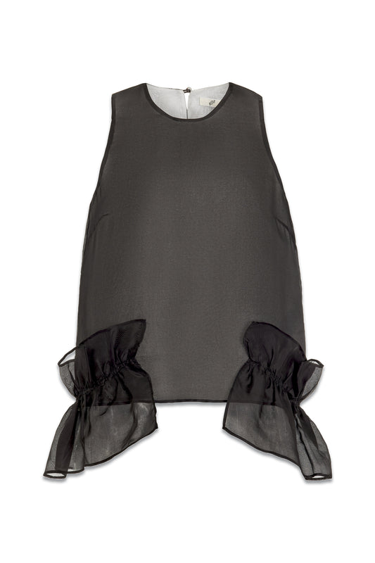 Frill-trim Silk-organza Sleeveless Top