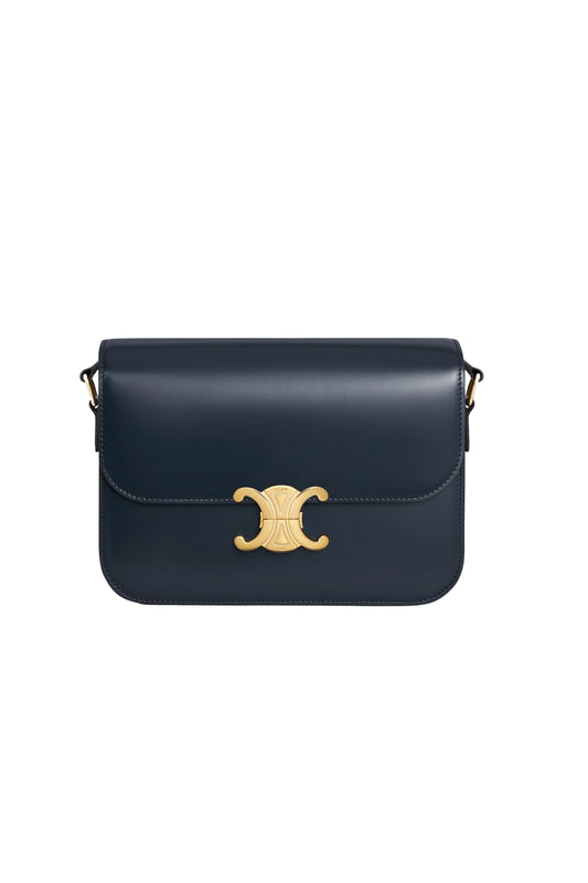 Classique Triomphe Bag In Shiny Calfskin Navy Blue
