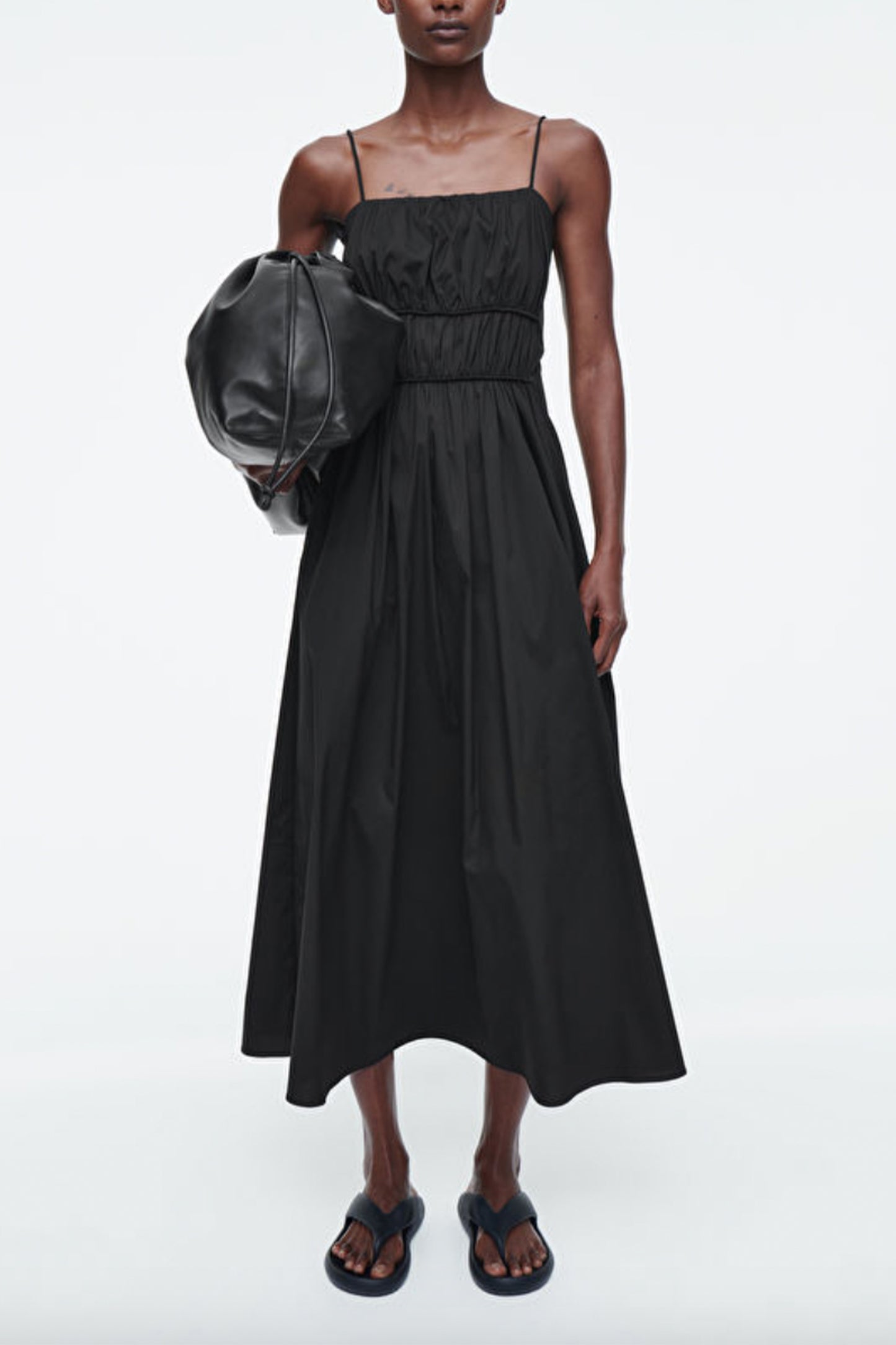 Gathered-Waist Midi Dress