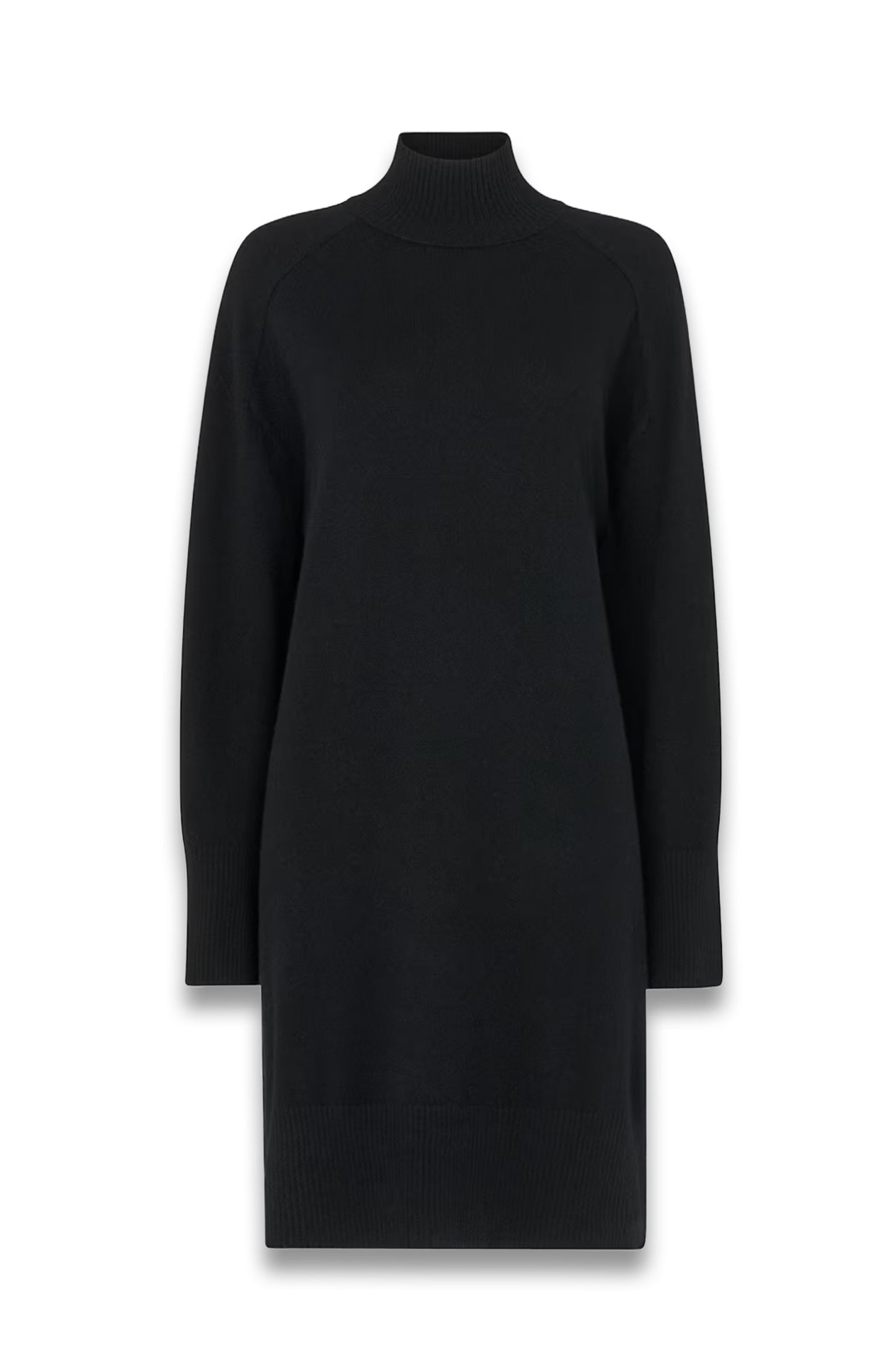 Black Cashmere Funnel Neck Dress