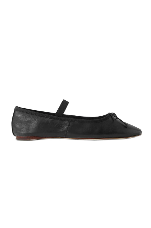 Leonie Bow-Embellished Leather Flats