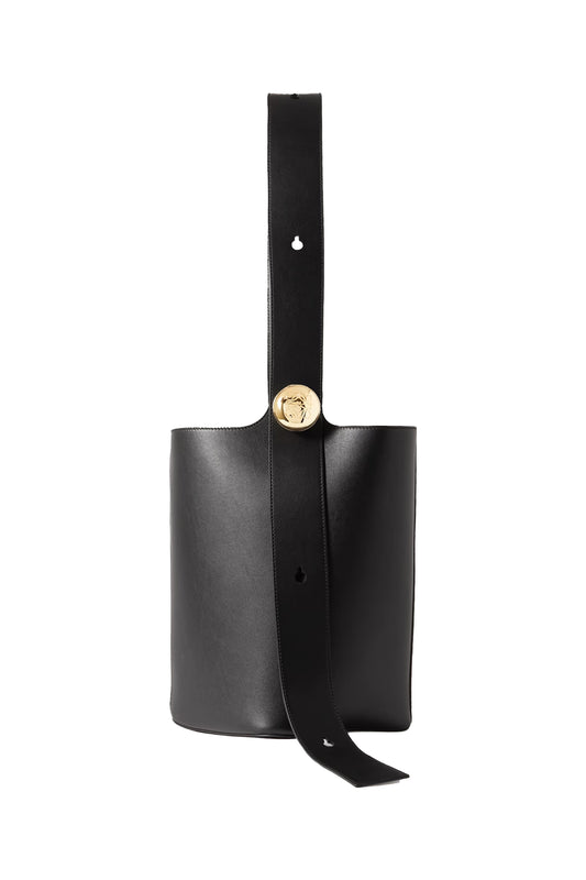 Pebble Embellished Leather Bucket Bag