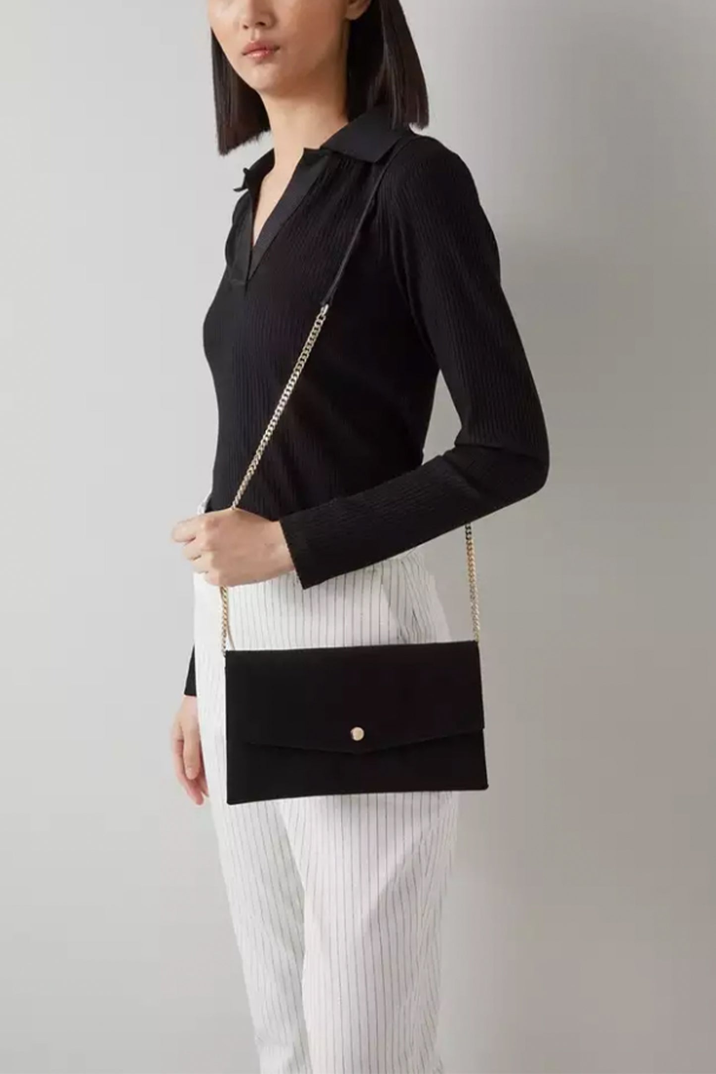 Layla Black Suede Envelope Clutch