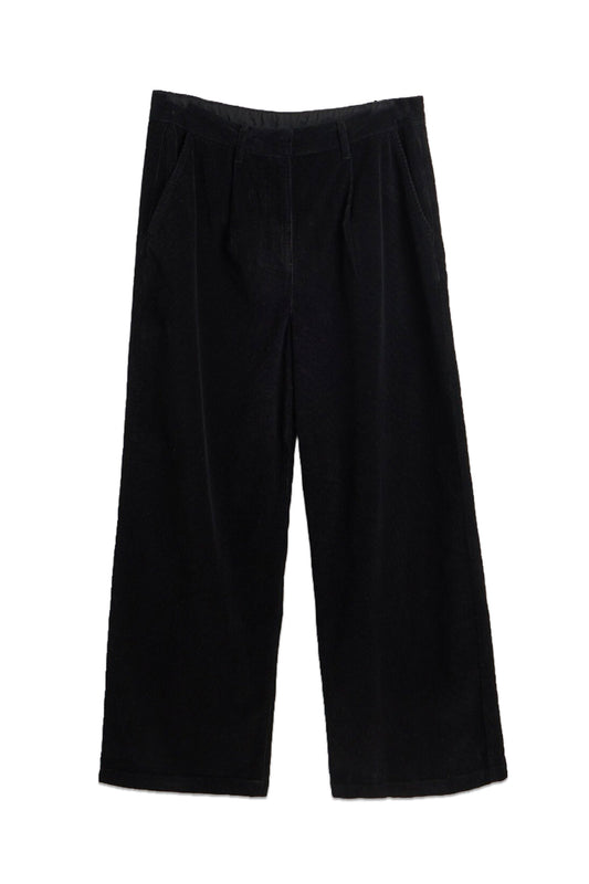 Black Corduroy Wide Leg Trousers