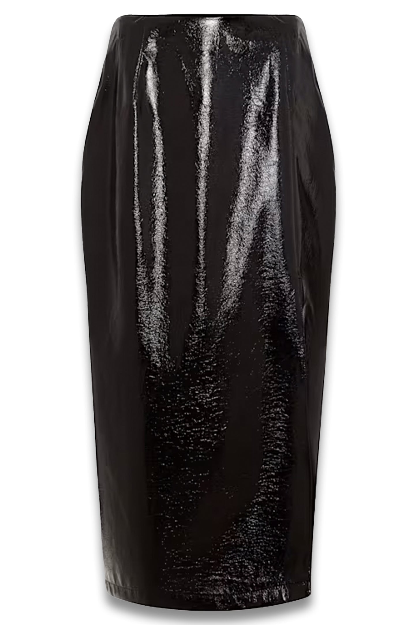 Tabby Black Vinyl Pu Pencil Skirt