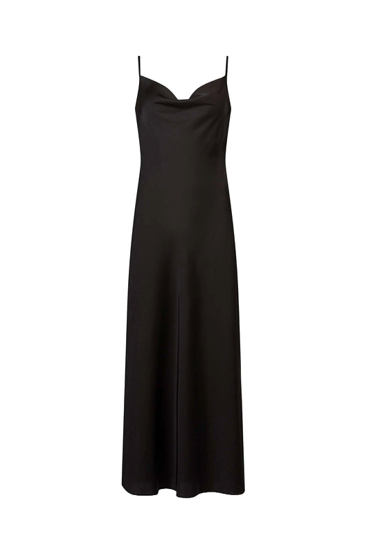 AllSaints Hadley Cowl Neck Midi Slip Dress, Black