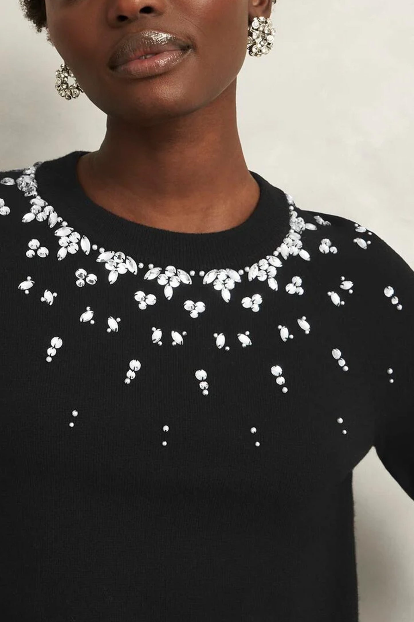 Black Theodora Wool Blend Gem Fairisle Knitted Jumper