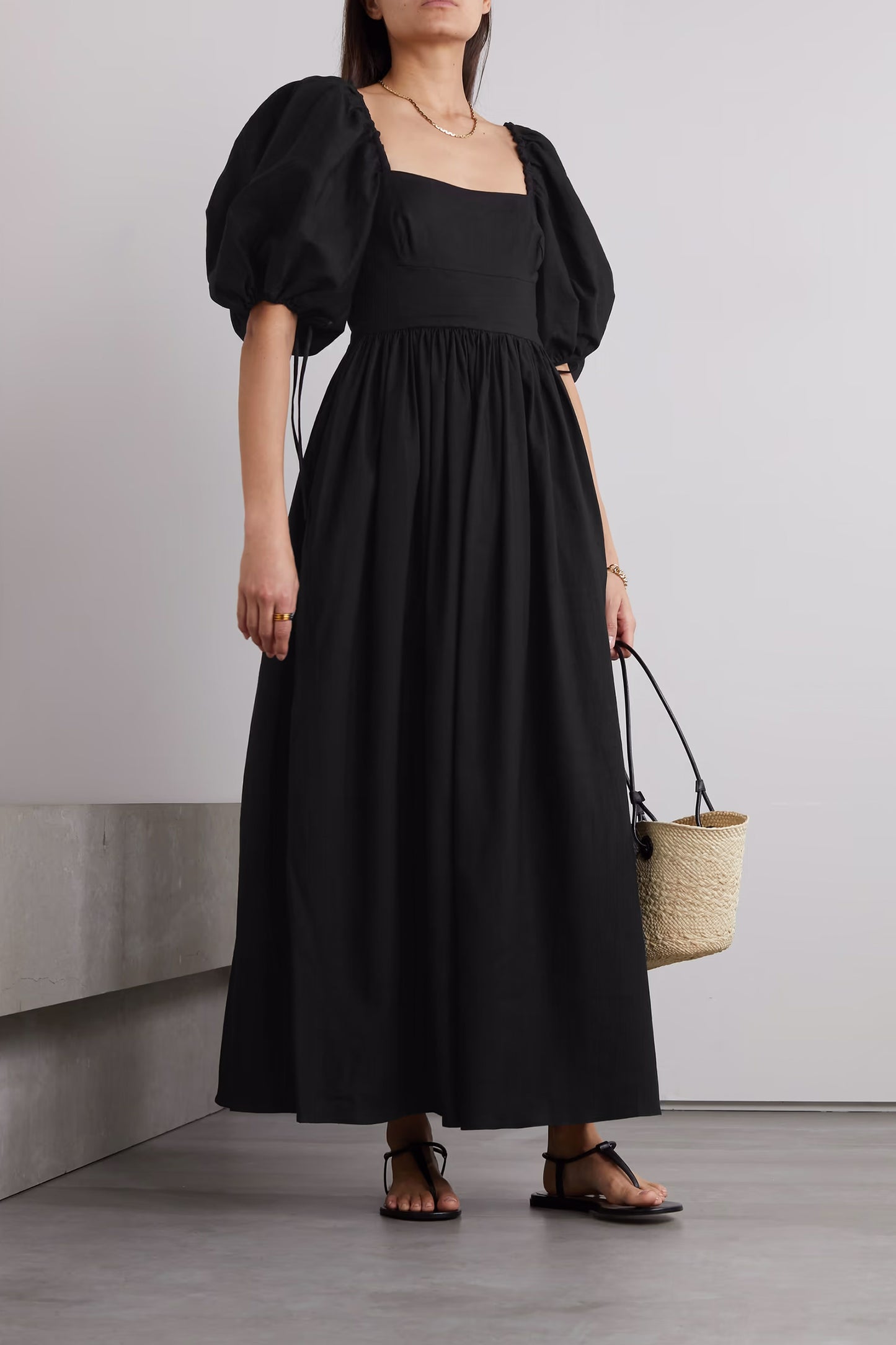Gathered Stretch-linen And Lyocell-blend Maxi Dress
