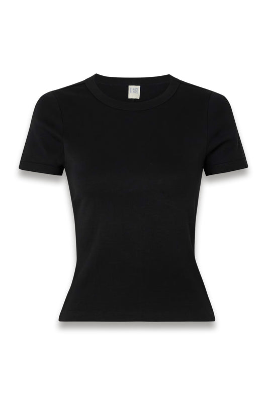 Black Jersey T-shirt - crew neck in black