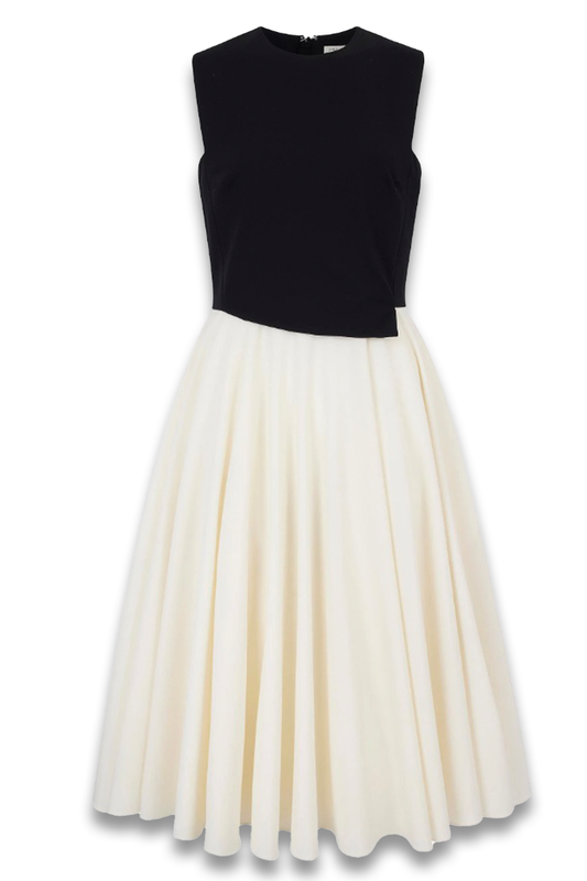 Federica Dress In Black & Ivory Summer Wool