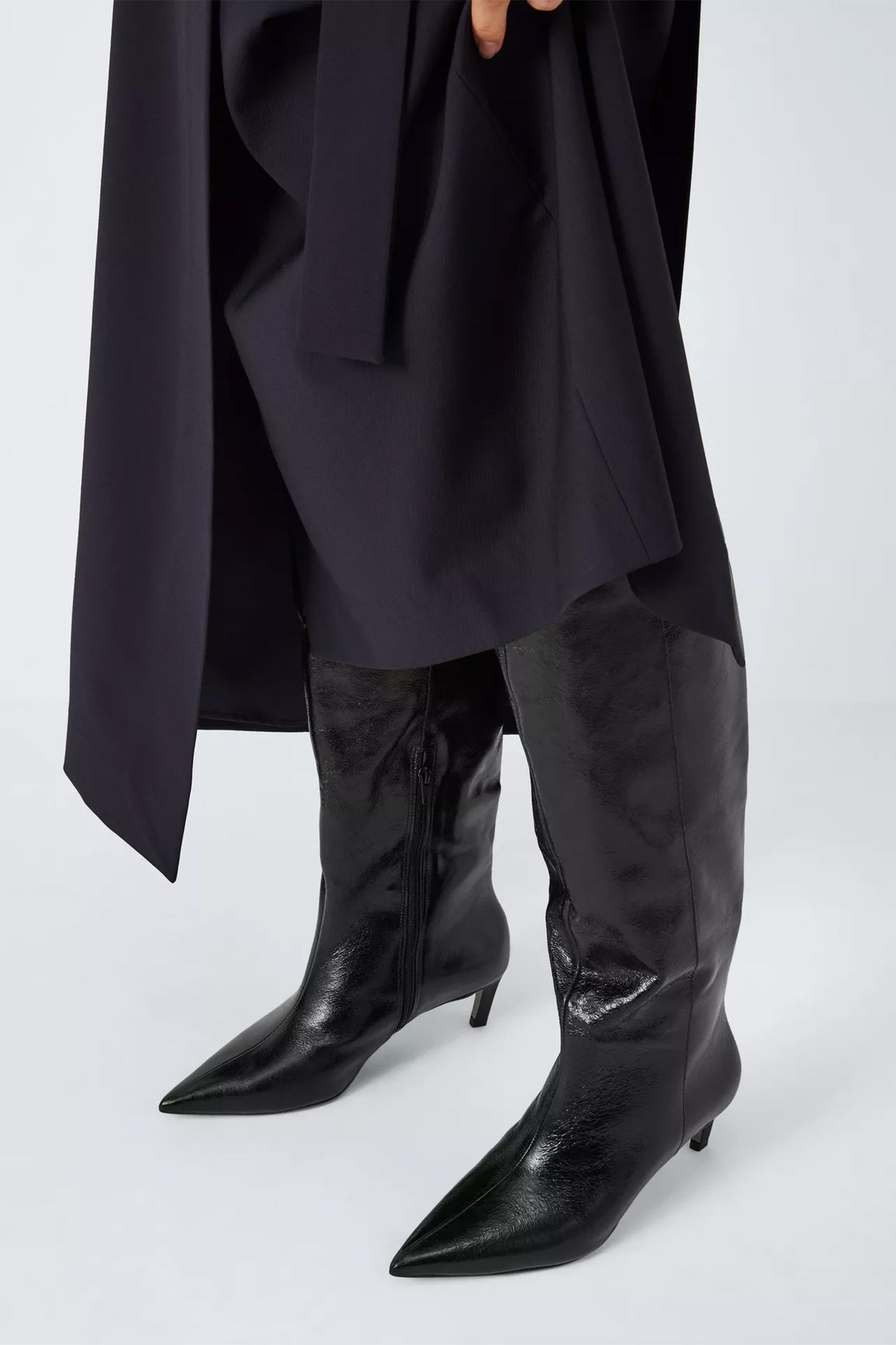 Scarlette Leather Kitten Heel Pull On Knee Boots