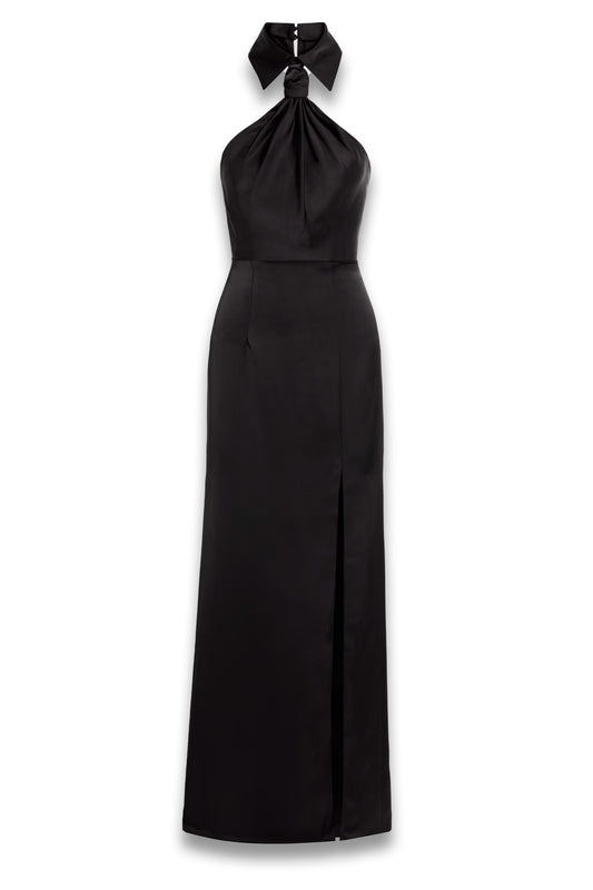 Gemi Knotted Satin-crepe Halterneck Gown