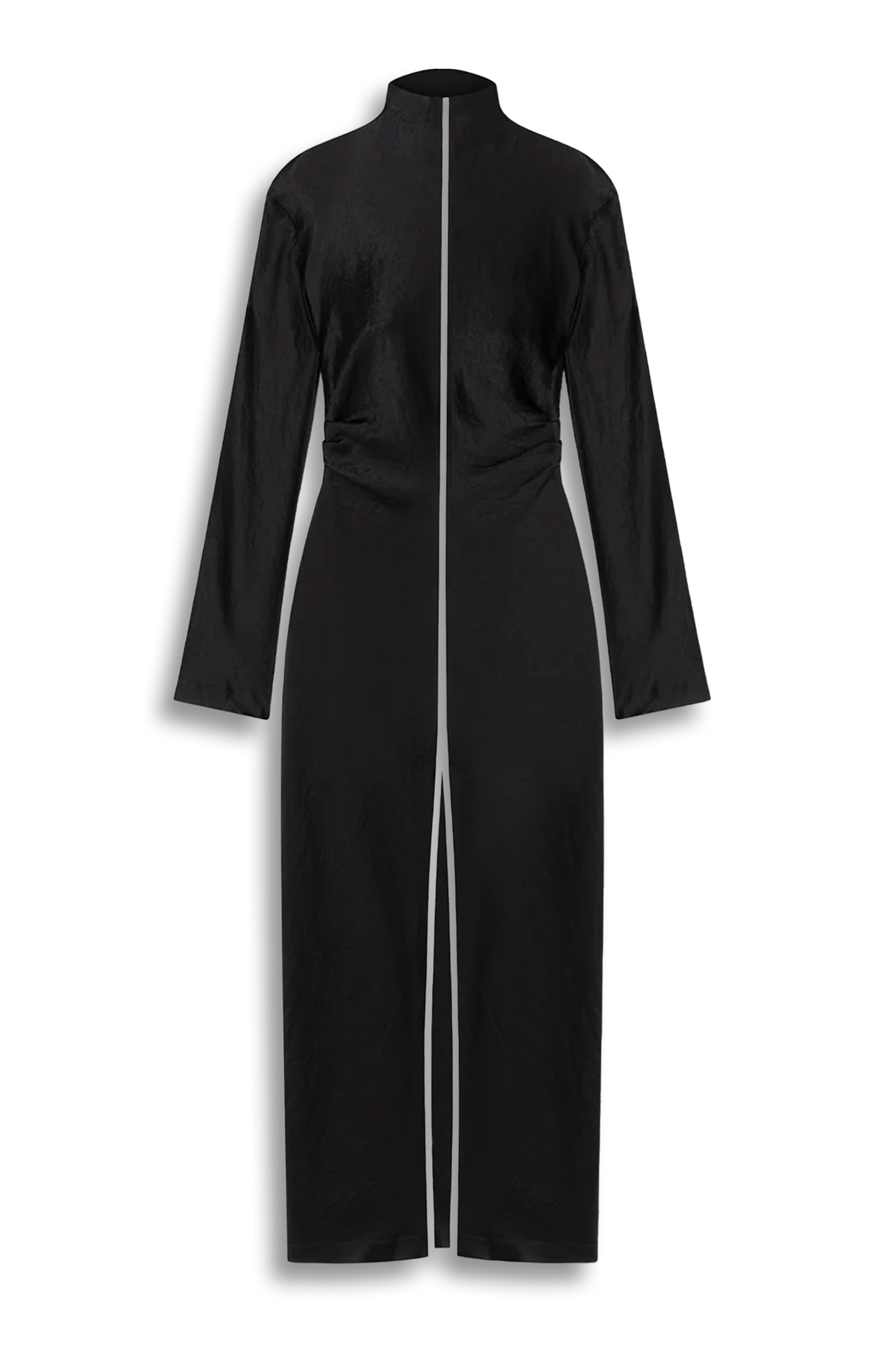 Cosett Draped Crinkled-Satin Midi Dress